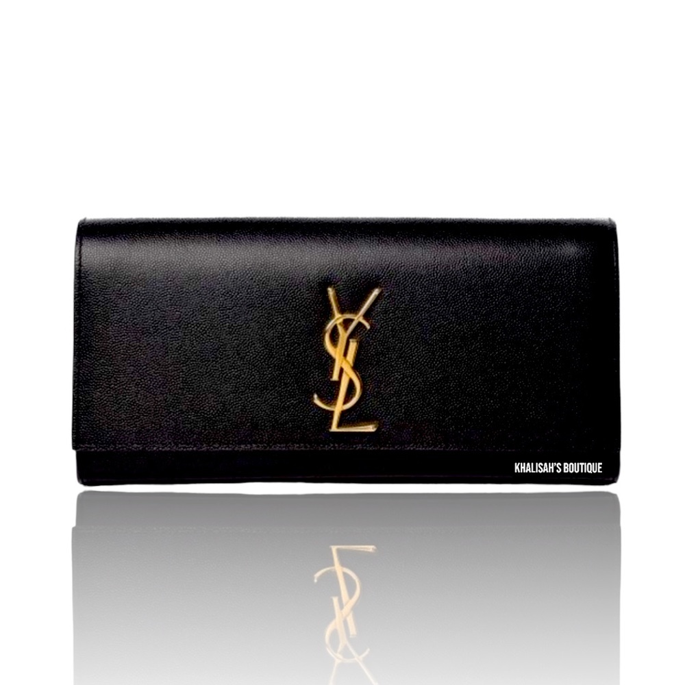 AUTHENTIC YSL Saint Laurent Monogram Kate Cassandre Clutch Cavier Leather Mint!! - Picture 10 of 16